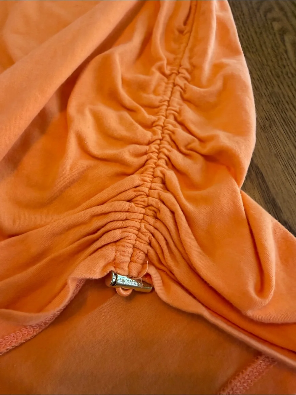 Micheal Kors Bright Orange Short-Sleeve Ruched Side Dress